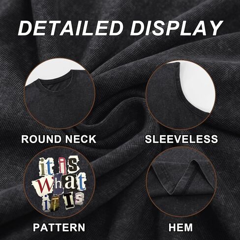Mens Vintage Graphic Tank Acid Wash Retro Sleeveless Shirts for Men Cut Off Shirt Streetwear Muscle Tee Tops in Saudi Arabia