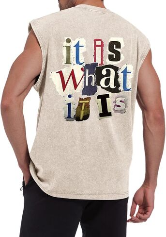 Mens Vintage Graphic Tank Acid Wash Retro Sleeveless Shirts for Men Cut Off Shirt Streetwear Muscle Tee Tops in Saudi Arabia