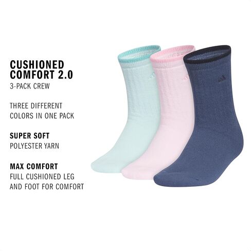 adidas Women's Cushioned Comfort Socks (3 Pairs) Super Soft & Cozy in Kuwait