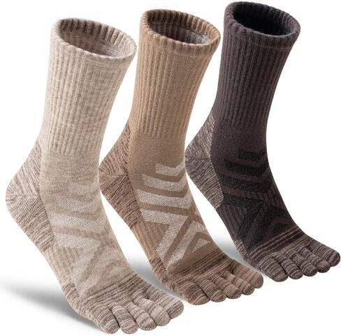 Merino Wool Hiking Toe Socks,Enhanced Breathability,Targeted Cushion Thermal Five Finger Socks Men&Women,3 Pairs in Kuwait