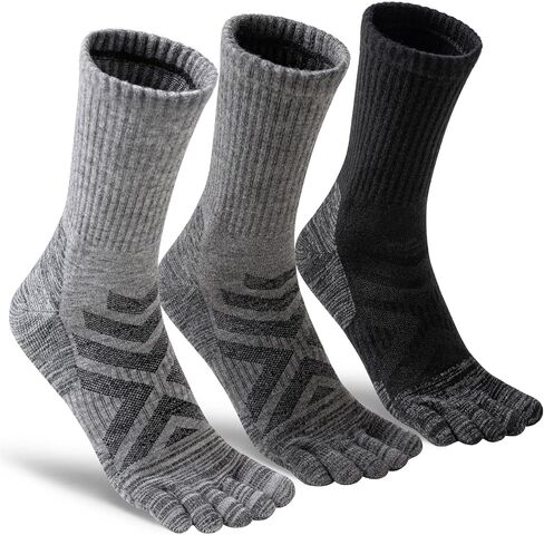 Merino Wool Hiking Toe Socks,Enhanced Breathability,Targeted Cushion Thermal Five Finger Socks Men&Women,3 Pairs in Kuwait