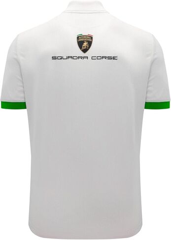 Macron Men's Automobili Lamborghini Squadra Corse Team Polo Shirt (Black and White) in Kuwait