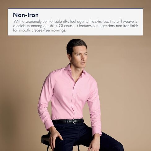 Charles Tyrwhitt Shirts for Men – Twill Non-Iron Formal Dress Shirt – Long Sleeve Cotton Shirt – Slim Fit with Classic Collar in Saudi Arabia