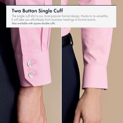Charles Tyrwhitt Shirts for Men – Twill Non-Iron Formal Dress Shirt – Long Sleeve Cotton Shirt – Slim Fit with Classic Collar in Saudi Arabia