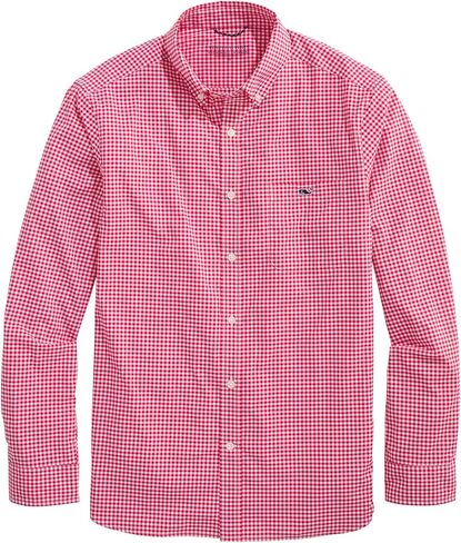 قميص Vineyard Vines الرجالي من Coral Reef Gingham Featherweight Performance in Kuwait
