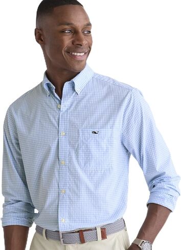 قميص Vineyard Vines الرجالي من Coral Reef Gingham Featherweight Performance in Kuwait