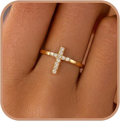 925 Sterling Silver Cross Rings for Women Purity Ring Cubic Zirconia Rings Trust God Faith Jesus Christian Ring Engraved Eternity Band Promise Ring for Her Religious Confirmation Baptism Gifts in Saudi Arabia