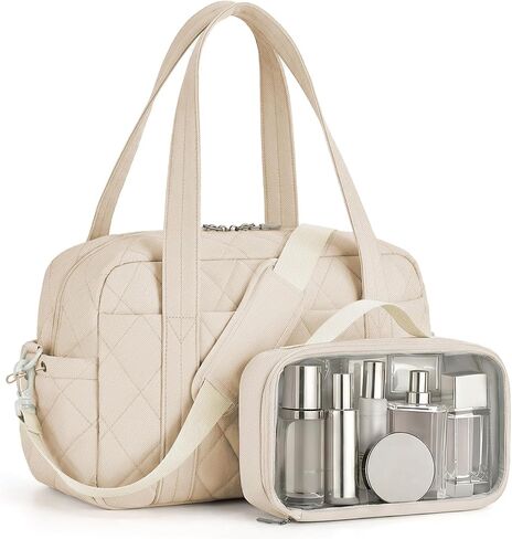 Percover Weekender Bag for Women, Ultra Lightweight Travel Duffle, Carry On Personal Item Overnight Bag with Toiletry Pouch & Compartments, Quilted Gym & Travel Bag, Camel Tan in Saudi Arabia