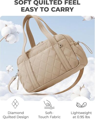 Percover Weekender Bag for Women, Ultra Lightweight Travel Duffle, Carry On Personal Item Overnight Bag with Toiletry Pouch & Compartments, Quilted Gym & Travel Bag, Camel Tan in Kuwait