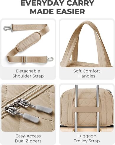 Percover Weekender Bag for Women, Ultra Lightweight Travel Duffle, Carry On Personal Item Overnight Bag with Toiletry Pouch & Compartments, Quilted Gym & Travel Bag, Camel Tan in Kuwait