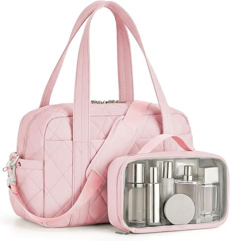 Percover Weekender Bag for Women, Ultra Lightweight Travel Duffle, Carry On Personal Item Overnight Bag with Toiletry Pouch & Compartments, Quilted Gym & Travel Bag, Camel Tan in Kuwait