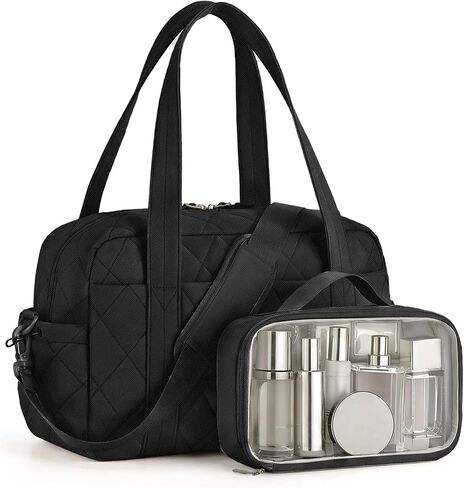 Percover Weekender Bag for Women, Ultra Lightweight Travel Duffle, Carry On Personal Item Overnight Bag with Toiletry Pouch & Compartments, Quilted Gym & Travel Bag, Camel Tan in Kuwait