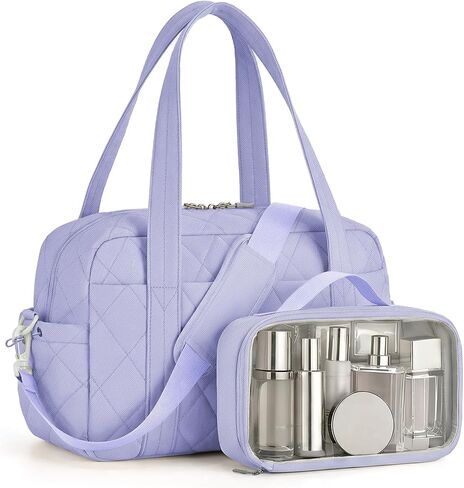 Percover Weekender Bag for Women, Ultra Lightweight Travel Duffle, Carry On Personal Item Overnight Bag with Toiletry Pouch & Compartments, Quilted Gym & Travel Bag, Camel Tan in Kuwait