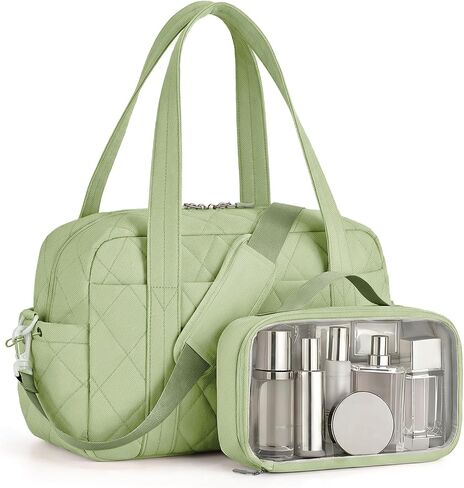 Percover Weekender Bag for Women, Ultra Lightweight Travel Duffle, Carry On Personal Item Overnight Bag with Toiletry Pouch & Compartments, Quilted Gym & Travel Bag, Camel Tan in Kuwait