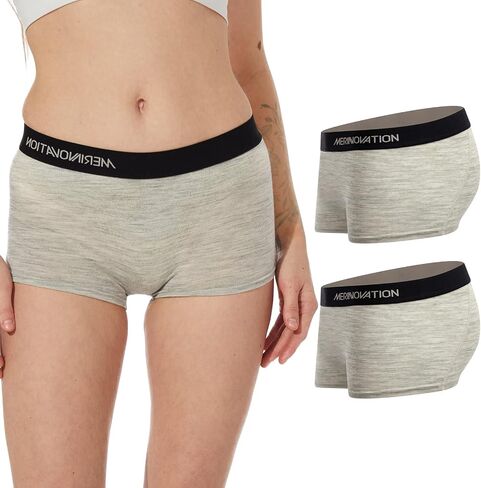 MERINNOVATION 100% Merino Wool Boxer Briefs for Women Size XL 2 Packs Underwear Boy Shorts Everyday Breathable Anti-Odor Grey Marl in Saudi Arabia