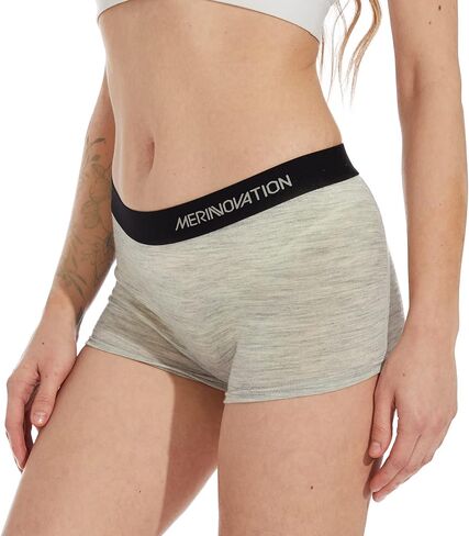MERINNOVATION 100% Merino Wool Boxer Briefs for Women Size XL 2 Packs Underwear Boy Shorts Everyday Breathable Anti-Odor Grey Marl in Saudi Arabia