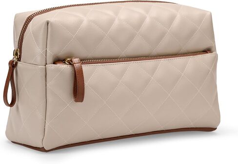 Amazon Essentials Women's Quilted Travel Makeup Bag with Mesh Compartments, Pink Floral, One Size in Saudi Arabia