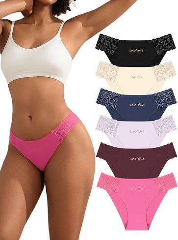 Bolivelan Seamless Underwear Women Cheeky Bikini Invisibles Panties High Cut Lace Underwear 6 Pack in Saudi Arabia