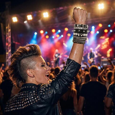 5 PCS Punk Studded Bracelets for Women Men, Rock Alternative Style Metal Rivet Wristbands, Hip Hop Edgy Jewelry Set, Aesthetic Grunge Alternative Bangle Accessories Pack Present Item in Saudi Arabia