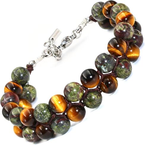 Authentic Tiger Eye Stone Bracelet for Men, Handmade Mens Bracelet Premium Tiger Eye Dragon Bloodstone Bead Bracelets Double Wrap, 7.5" Energy Tiger Eye Crystal Stone Jewelry for Men Women in Saudi Arabia