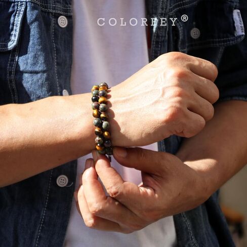 Authentic Tiger Eye Stone Bracelet for Men, Handmade Mens Bracelet Premium Tiger Eye Dragon Bloodstone Bead Bracelets Double Wrap, 7.5" Energy Tiger Eye Crystal Stone Jewelry for Men Women in Saudi Arabia