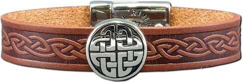 Briomhar Irish Leather Celtic Bracelet Unisex- Eternal Knot Cuff Made in Ireland - Brown Large in Saudi Arabia
