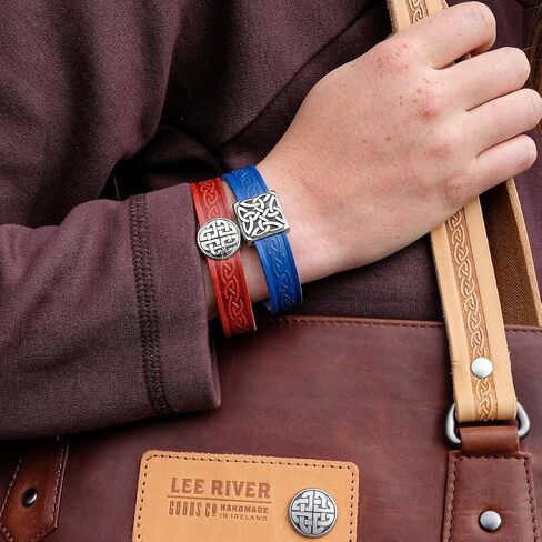 Briomhar Irish Leather Celtic Bracelet Unisex- Eternal Knot Cuff Made in Ireland - Brown Large in Saudi Arabia