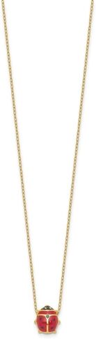 14K Yellow Gold Black and Red Enameled Ladybug Cable Chain Necklace 17" in Kuwait