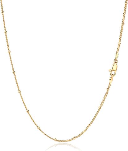 14K Gold Satellite Beaded Chain Necklace for Women, Dainty 1.5mm Ball Station Chain, 16-22 Inches, Hypoallergenic, Non-Tarnish, Cadenas de Oro 14K para Mujer in Saudi Arabia