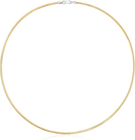 Ross-Simons Italian 2mm Reversible Omega Necklace in 2-Tone Sterling Silver in Kuwait