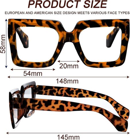 hoyuwak 3PCS Oversized Square Blue Light Glasses Big Frame Computer Eyewear Thick Fashion Clear Glasses for Women Fashion in Kuwait