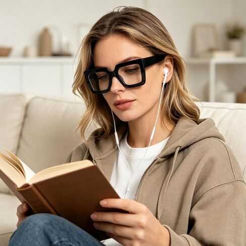 hoyuwak 3PCS Oversized Square Blue Light Glasses Big Frame Computer Eyewear Thick Fashion Clear Glasses for Women Fashion in Kuwait