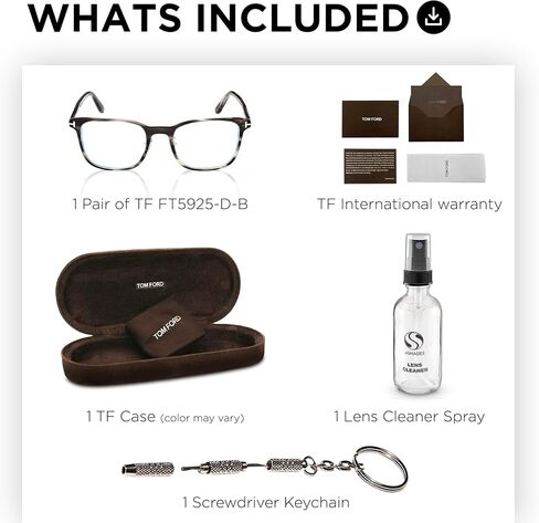 Tom Ford FT5925-D-B Square Shape Eyeglass Frame + Bundle With eSHADES Eyewear Cleaning Kit in Kuwait