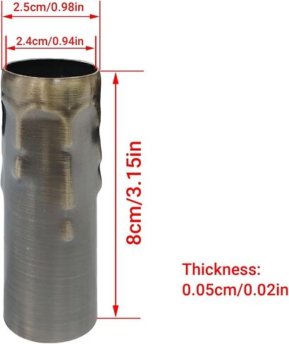 6-Pack E14 Lamp Sleeves, 25mm x 80mm Bronze Metal Tubes - Decorative Covers for Candle Bulb Holders in Saudi Arabia