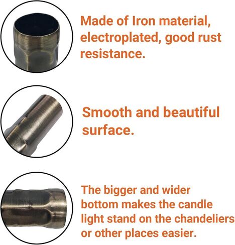 6-Pack E14 Lamp Sleeves, 25mm x 80mm Bronze Metal Tubes - Decorative Covers for Candle Bulb Holders in Saudi Arabia