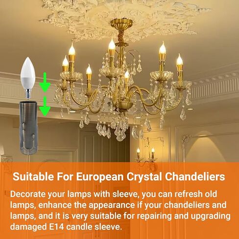 6-Pack E14 Lamp Sleeves, 25mm x 80mm Bronze Metal Tubes - Decorative Covers for Candle Bulb Holders in Saudi Arabia