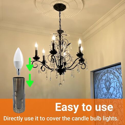 6-Pack E14 Lamp Sleeves, 25mm x 80mm Bronze Metal Tubes - Decorative Covers for Candle Bulb Holders in Saudi Arabia