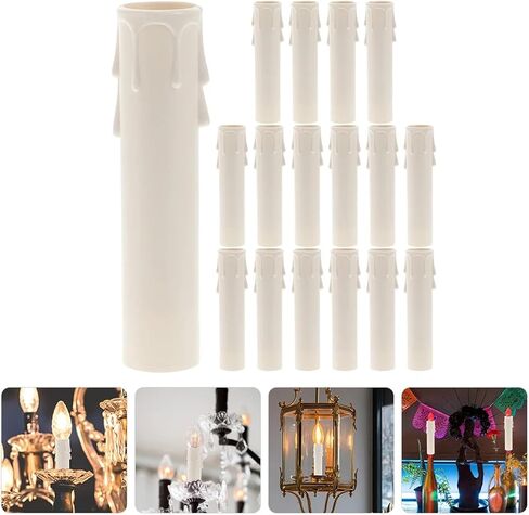 Chandelier Candle Covers 40-Pack Teardrop Plastic Sleeves, Candle & Pendant Light Socket Covers in Saudi Arabia