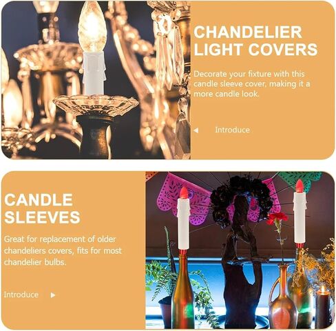 Chandelier Candle Covers 40-Pack Teardrop Plastic Sleeves, Candle & Pendant Light Socket Covers in Saudi Arabia