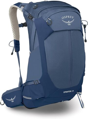 Osprey Stratos 34L Men's Hiking Backpack - Camping Bag with Waterproof Raincover, Bottle Pockets, & Gear Straps, Nirvana Blue in Kuwait