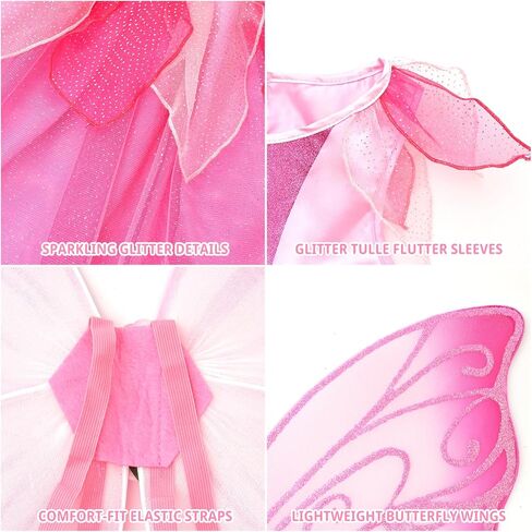 DJDLPARTY Fairy Costume for Girls 4-8Y, Toddler Kids Butterfly Costume Set with Dresses Wings Headband for Halloween Cosplay in Saudi Arabia