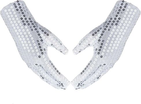 SATINIOR 1 Pairs Silver Sequin Gloves Mesh Glitter Gloves Sequin Dance Mittens for Men Women Dress Costume Accessories in Kuwait