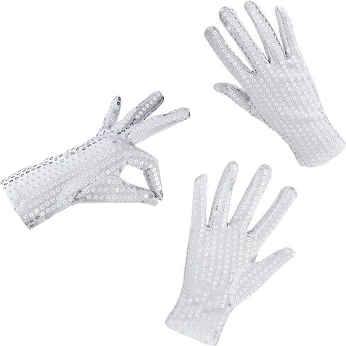 SATINIOR 1 Pairs Silver Sequin Gloves Mesh Glitter Gloves Sequin Dance Mittens for Men Women Dress Costume Accessories in Kuwait