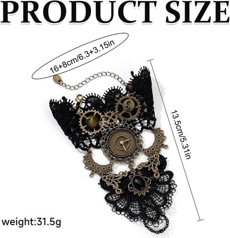 Fingerless Gloves Gothic Victorian Steampunk Wristband Bronze Gears Hand Chains Lace Wristbands Clock Gloves in Kuwait