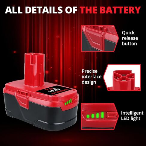 MANUFER 7.0Ah 2PACK 19.2V C-3 Replacement for Craftsman 19.2 Volt Li-ion Battery 130279005 1323903 130211004 11375 11045 315.115410 315.11485 Cordless Battery in Kuwait
