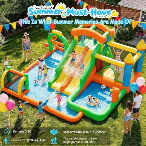 FOOING White Bounce House, Inflatable Bounce House with Air Blower, Jumping Castle Bounce House with Ball Pit for Party, Wedding, Backyard Easy to Set Up, Safe for Family in Kuwait