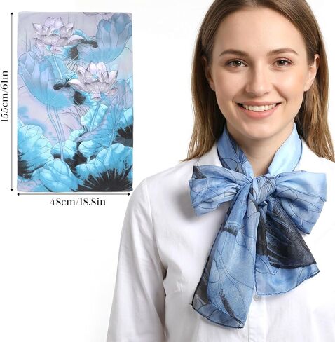 10 Pack Scarves for Women Lightweight Bulk, Chiffon Floral Print Shawls, Sheer Summer Head Scarves, Elegant Neck Wraps for All Seasons and Occasions (61 X 18.8 Inches) in Kuwait