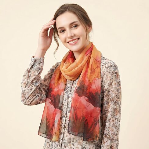 10 Pack Scarves for Women Lightweight Bulk, Chiffon Floral Print Shawls, Sheer Summer Head Scarves, Elegant Neck Wraps for All Seasons and Occasions (61 X 18.8 Inches) in Kuwait
