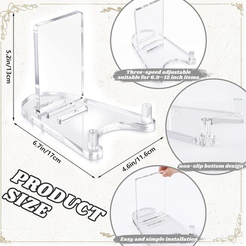 RattanView 3 Pack Acrylic Picture Stand Adjustable Clear Display Stand Acrylic Easel Display Plate Holders for 7-12 inch Large Artwork, Photos Collectibles, Book and Picture Frame in Kuwait