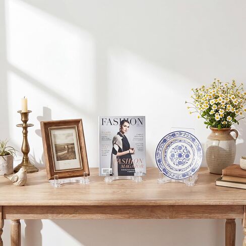 RattanView 3 Pack Acrylic Picture Stand Adjustable Clear Display Stand Acrylic Easel Display Plate Holders for 7-12 inch Large Artwork, Photos Collectibles, Book and Picture Frame in Kuwait